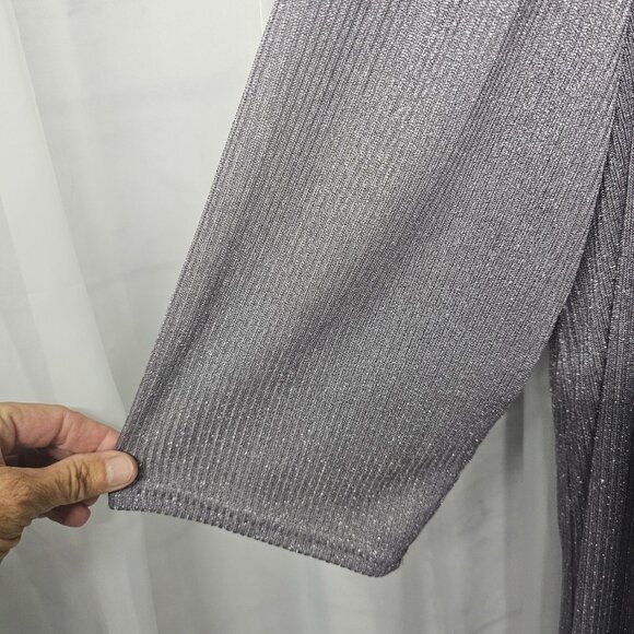 R&M Richards Gray Silver Metallic Layered Dress Formal Wedding Minimalist 24W - Picture 3 of 9